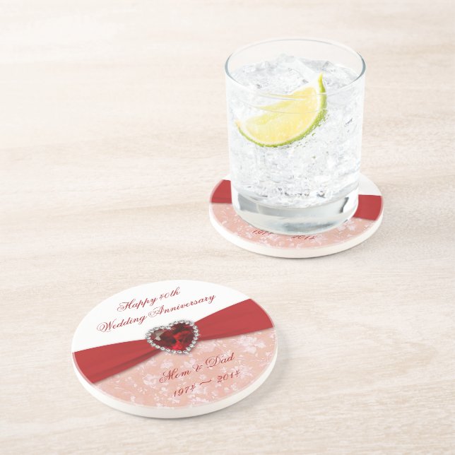 Porta-copos Damask 40ª Design de Aniversário de Casamento (Lateral)