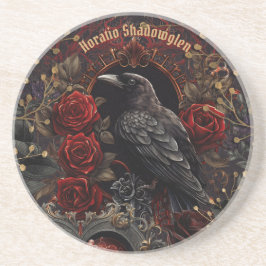 Porta-copos Dark Gothic Beauty Red Roses Black Crow Raven Bird