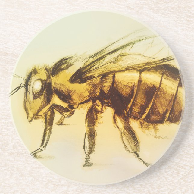 Porta copos de Abelhas AmarelasPedra, Desenho Real (Frente)