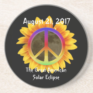 Porta-copos De Arenito 2017 eclipse solar, girassol e símbolo de paz