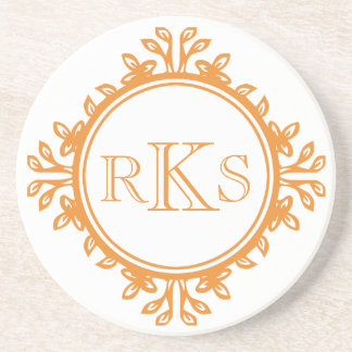 Porta-copos De Arenito 3 monograma - letra real laranja tan