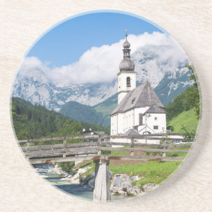 Porta-copos De Arenito A igreja paroquial de Ramsau na Baviera, Alemanha
