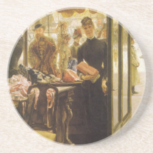 Porta-copos De Arenito A Loja de Moças por James Tissot, Arte Fina Vitori