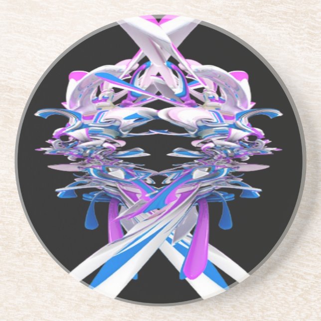 Porta-copos De Arenito Abertura 3D azul e branca (Frente)