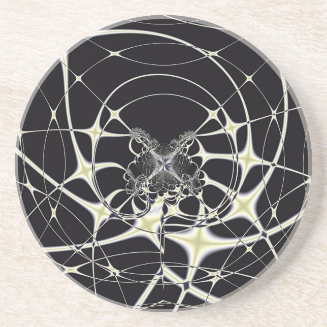 Porta-copos De Arenito Abstrato Art Ouro Spiderweb (Frente)