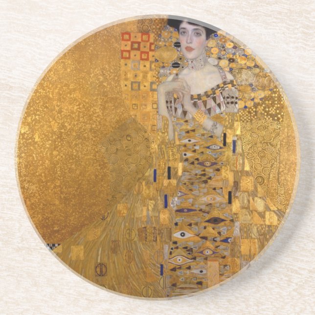 Porta-copos De Arenito Adele, A Senhora no Dourado - Gustav Klimt (Frente)