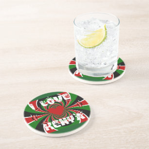 Porta-copos De Arenito Adoro Heart Kenya: Arte Dinâmica De Bandeiras