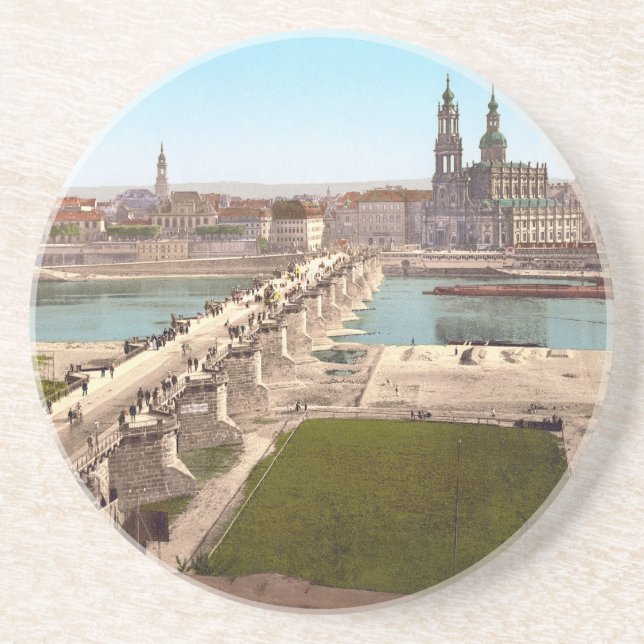 Porta-copos De Arenito Altstadt Old City Dresden View do Ministério da Gu (Frente)