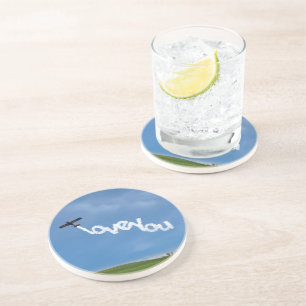 Porta-copos De Arenito Amo Você Escrita Escrita Escrita