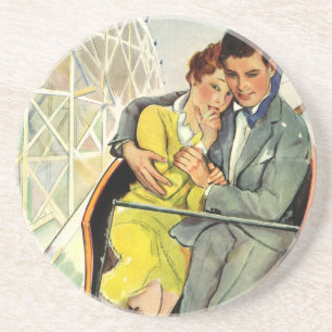 Porta-copos De Arenito Amor e Romance Vintage, Passeio de Montanha-Russa