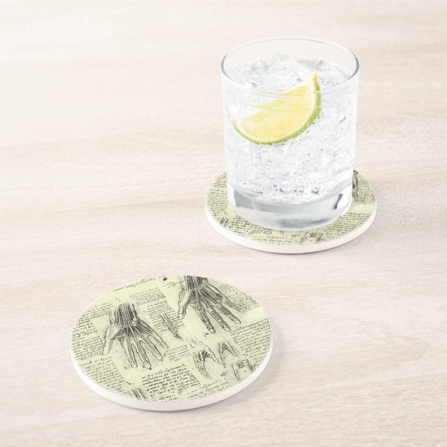 Porta-copos De Arenito Anatomy of the Human Hand by Leonardo da Vinci (Lateral)