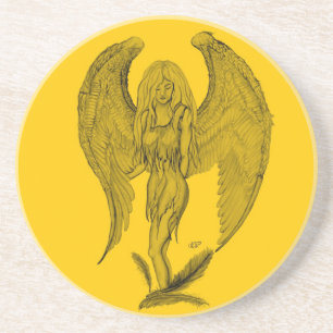 Porta-copos De Arenito Angel Black e yellow design