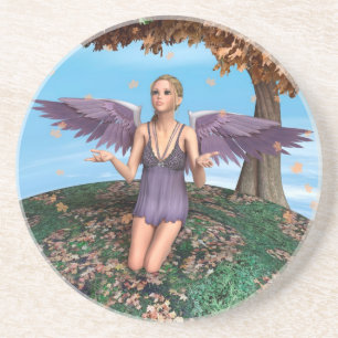 Porta-copos De Arenito Anjo Orante Roxo Fantasia de Outono Arte
