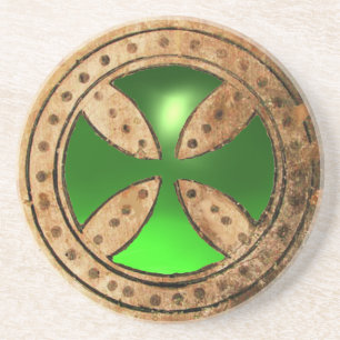 Porta-copos De Arenito ANTIQUE TEMPLAR CRUZA Gem Emerald Verde