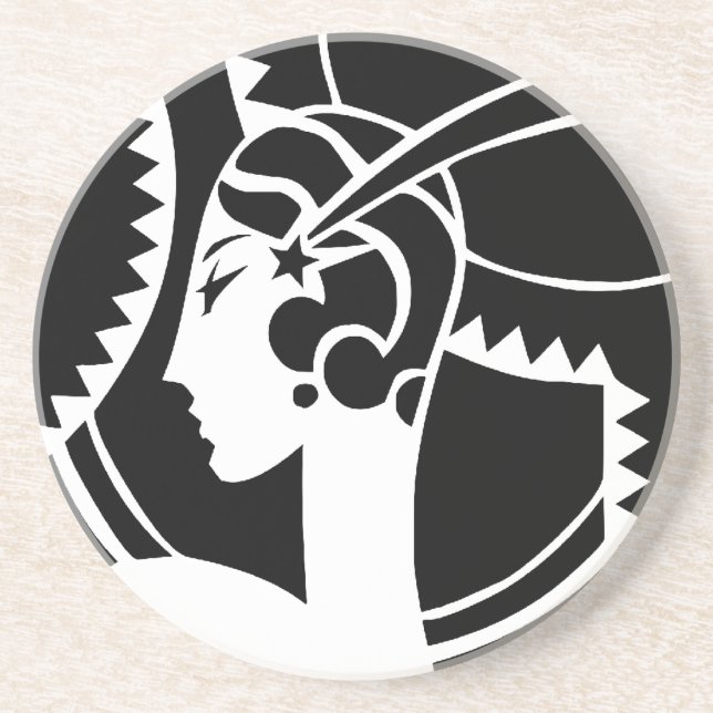 Porta-copos De Arenito Art Deco Lady (Frente)