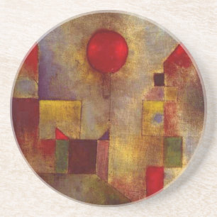 Porta-copos De Arenito Arte Abstrata Colorida Balão Vermelho Paul Klee