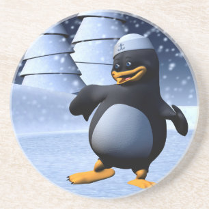 Porta-copos De Arenito Arte de Férias de Inverno Adorável de Pinguim Mari