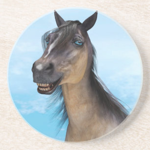 Porta-copos De Arenito Arte de retrato de cavalo com sorriso engraçado