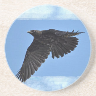 Porta-copos De Arenito Arte Moderna Flying Raven em Azul