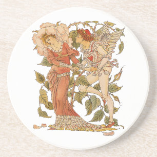 Porta-copos De Arenito Arte Vitoriana Antiga, Rosa por Walter Crane