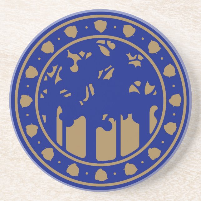 Porta-copos De Arenito Árvores do estilo do artesão (Frente)