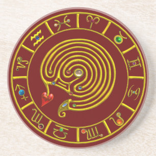 Porta-copos De Arenito Astrologia ZODÍACA DOURADA DO GRÁFICO ASTRAL LABYR
