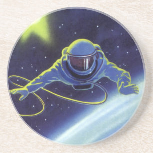 Porta-copos De Arenito Astronauta de Ficção Científica Vintage em Cami