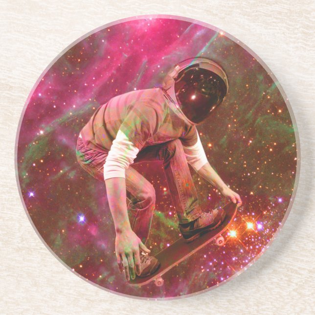 Porta-copos De Arenito Astronauta Skateboard (Frente)