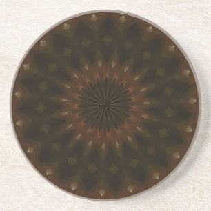 Porta-copos De Arenito Autumn Star Kaleidoscope Mandala
