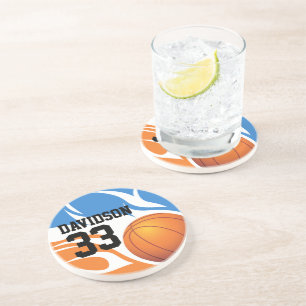 Porta-copos De Arenito Azul e Laranja de Basquete de Alojamento Personali