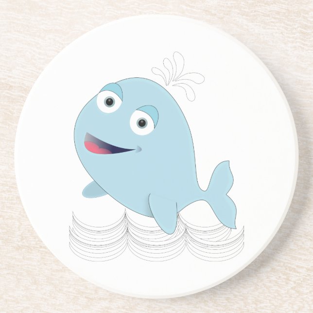 Porta-copos De Arenito Baleia Azul (Frente)