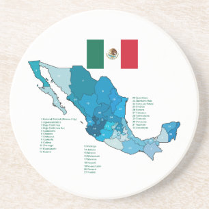 Porta-copos De Arenito Bandeira e mapa de México