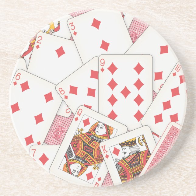 Porta-copos De Arenito Baralho de Cartas (Frente)