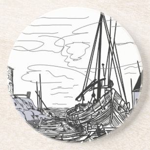 Porta-copos De Arenito barcos no mar