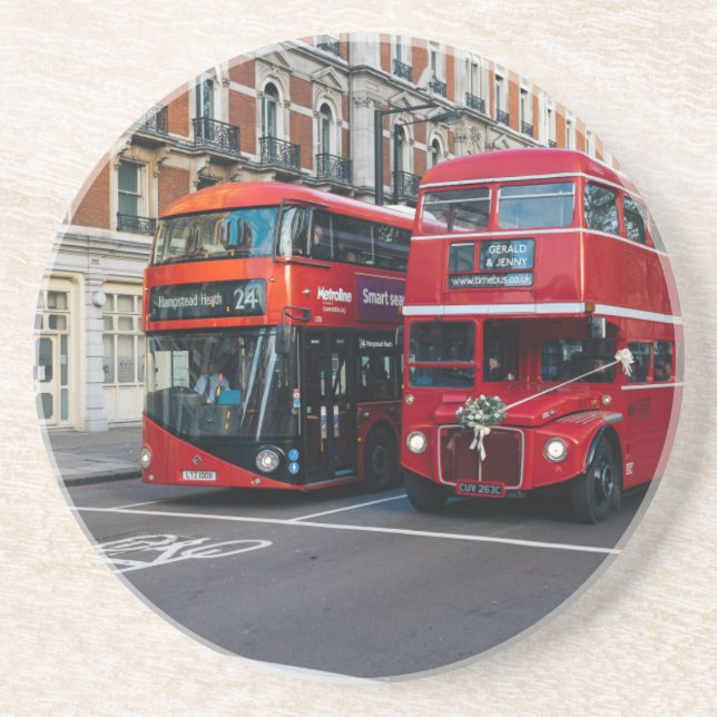 Porta-copos De Arenito Barramento Red Double Decker (Frente)