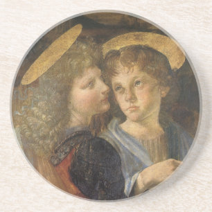 Porta-copos De Arenito Batismo de Cristo Anjos por Leonardo da Vinci