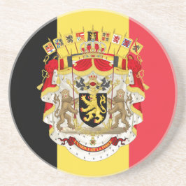 Porta-copos De Arenito Bélgica Flag & COA