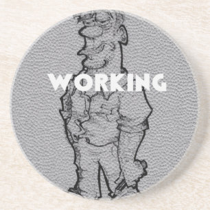 Porta-copos De Arenito Belo Esboço do Lápis: Trabalhando Horas Extraordin