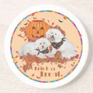 Porta-copos De Arenito Bichon Frise Halloween