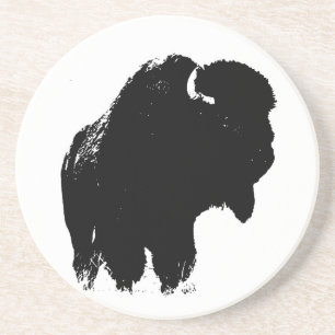 Porta-copos De Arenito Bison Buffalo, Pop de Arte Negra