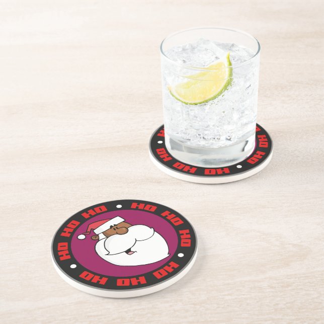 Porta-copos De Arenito Black Santa Claus (Lateral)