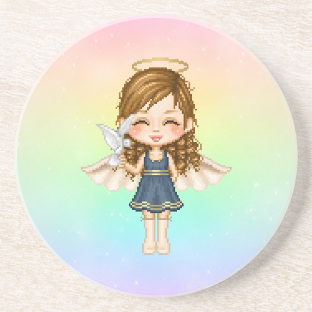 Porta-copos De Arenito Blue Angel Pixel Art (Frente)