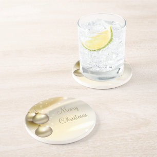 Porta-copos De Arenito Bolas Dourados do Natal no ouro