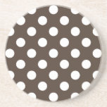 Porta-copos De Arenito Bolinhas brancas em castanho<br><div class="desc">Bolinhas brancas em castanho</div>