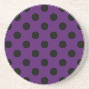 Porta-copos De Arenito Bolinhas pretas em roxo de ameixa