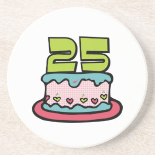 Porta-copos De Arenito Bolo de aniversário de 25 anos