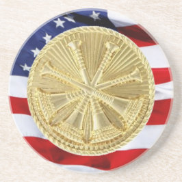 Porta-copos De Arenito Bombeiro 4 Medalhão Dourado de Bugle