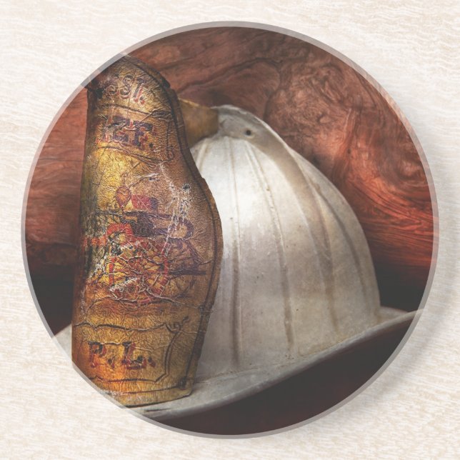 Porta-copos De Arenito Bombeiro - chefe dos bombeiros (Frente)