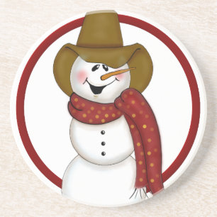 Porta-copos De Arenito Bonito vaqueiro de Natal Snowman