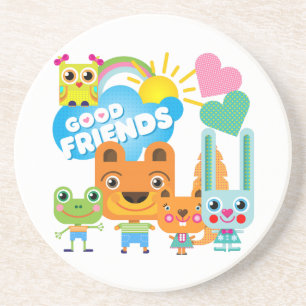 Porta-copos De Arenito Bons Amigos Animais